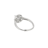 Large Round Cut Clear Zirconia Adorned Silver Plated Brass Ring