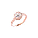 Sparkling Elegance Round Cut Zircon Adorned Rose Gold Plated Ring
