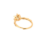 Six Prong High Set Zircon Adorned Brass Gold Plated Ring