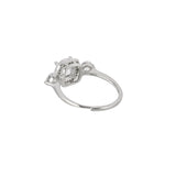 Cushion Setting Square and Round Cut Zircons Silver Plated Brass Ring