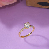 Triangle Motif Round Cut Zircon Gold Plated Brass Ring