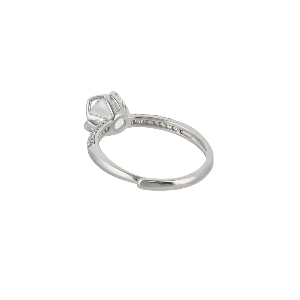 Silver Plated Round Cut Zircon Adorned Ring