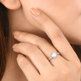 Silver Plated Round Cut Zircon Adorned Ring