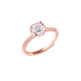 Sparkling Elegance Rose Gold Plated Round Cut Zircon Adorned Ring