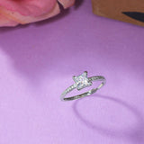 Princess Cut Zircon Adorned Silver Plated Brass Ring