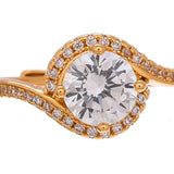 Round Cut Zircon Four Prong Cluster Setting Gold Plated Brass Ring