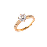 Round Cut Cubic Zirconia Adorned Gold Plated Brass Ring