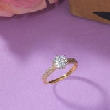 Round Cut Cubic Zirconia Adorned Gold Plated Brass Ring
