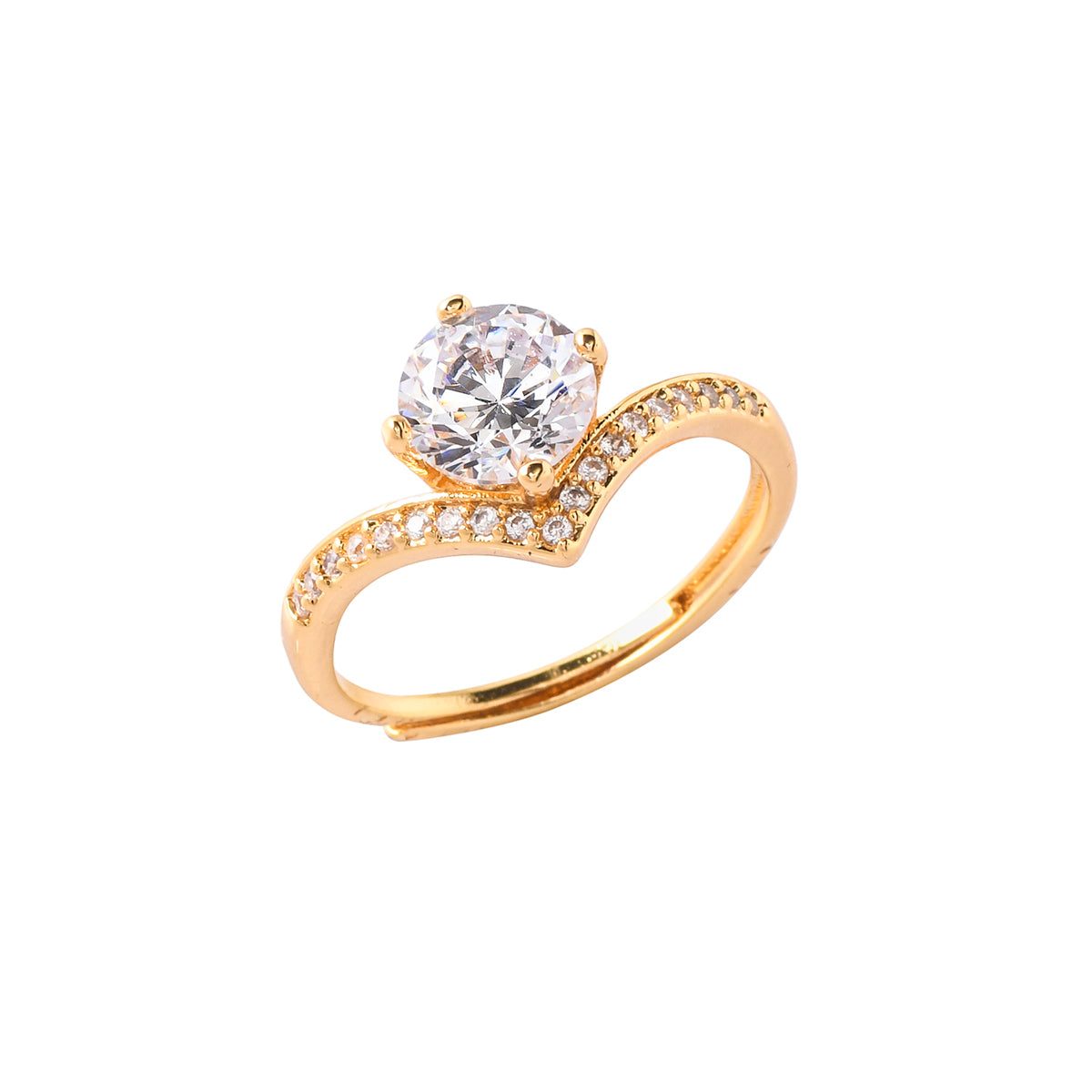 Sparkling Elegance Princess Cut Zircon Adorned Gold Plated Ring