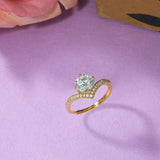 Sparkling Elegance Princess Cut Zircon Adorned Gold Plated Ring