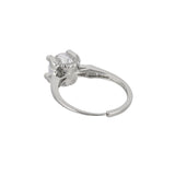 Delicate Round Cut CZ Embellished Silver Plated Ring