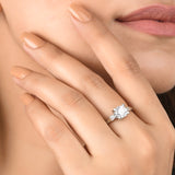 Delicate Round Cut CZ Embellished Silver Plated Ring