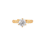 Gold Plated Six Prong Setting Zircon Adorned Brass Ring