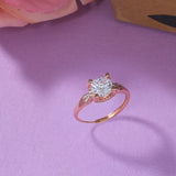Four Prong Setting Round Cut CZ Rose Gold Plated Brass Ring