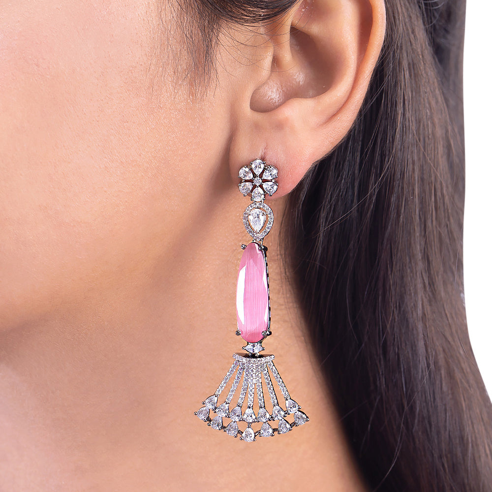 Zircon Gemstones Embellished Cocktail Earrings