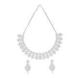 CZ Silver Plated White & White Jhumka Jewellery Set