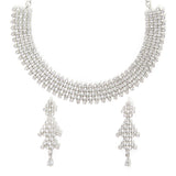 CZ Silver Plated White & White Jhumka Necklace Sets