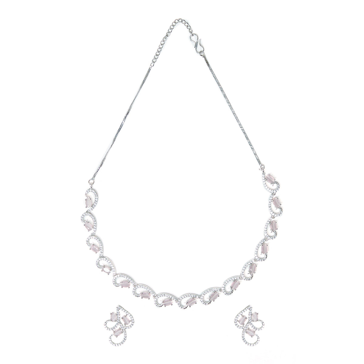 Sparkling Elegance Eye-Catching Necklace Set Studded With CZ Stones