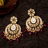 Kundan Stanza Ext Heavily Embellished Chandbali Earrings