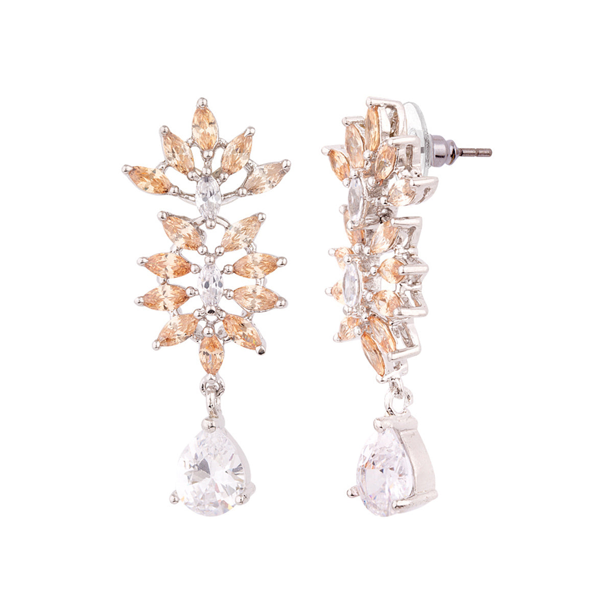 Brass Zircon Gemstones Adorned Necklace Set