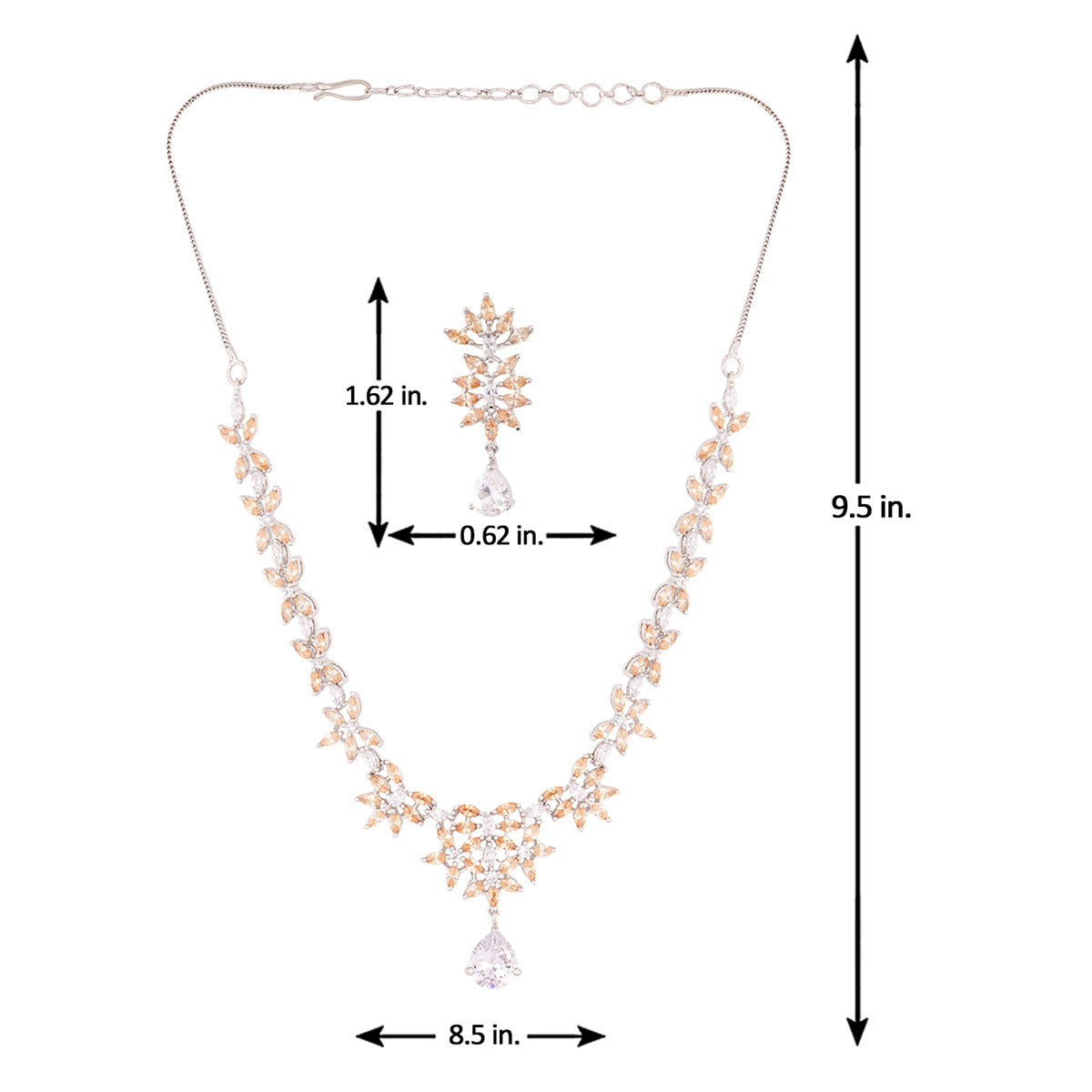 Brass Zircon Gemstones Adorned Necklace Set
