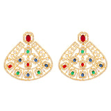 Coloured Zircon Gems Adorned Statement Earrings