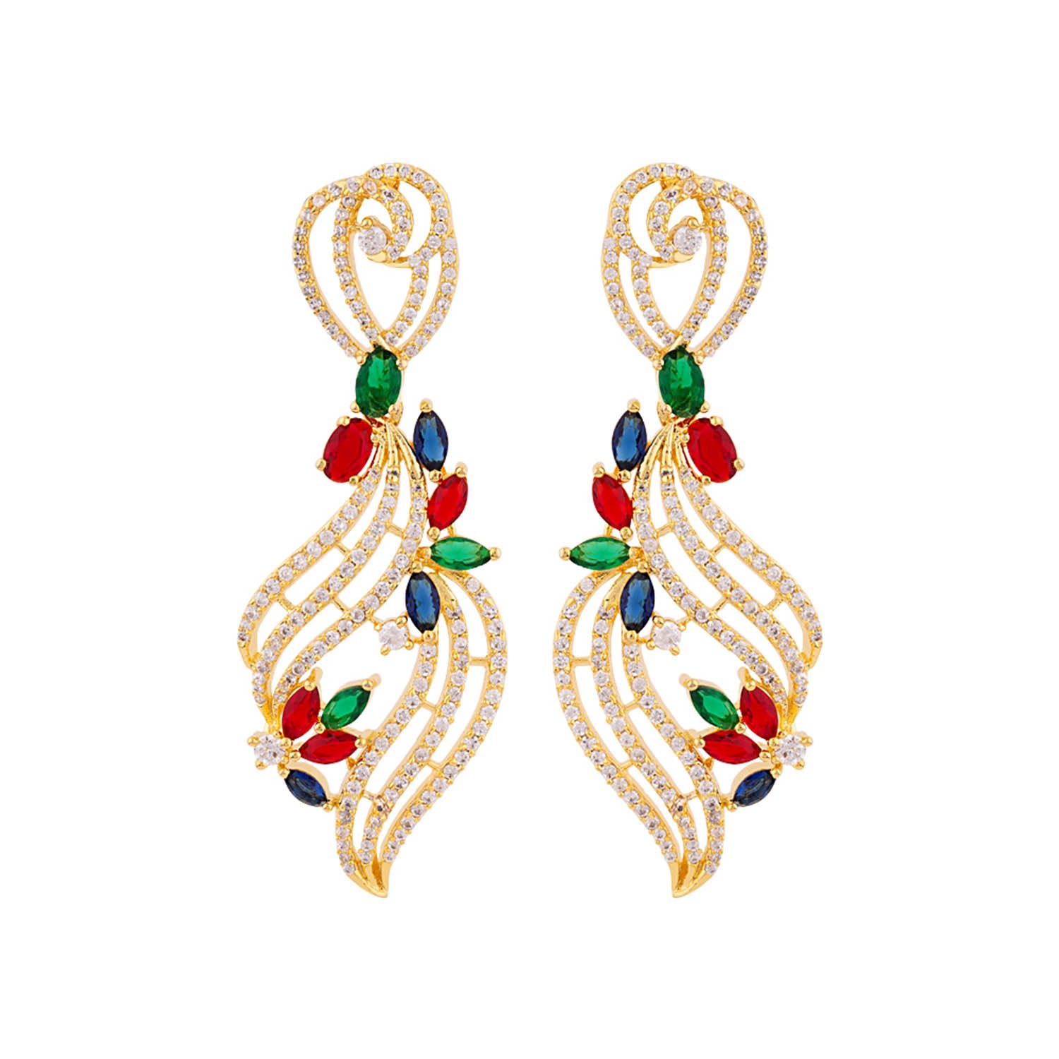 Coloured Zircon Gems Drop Earrings