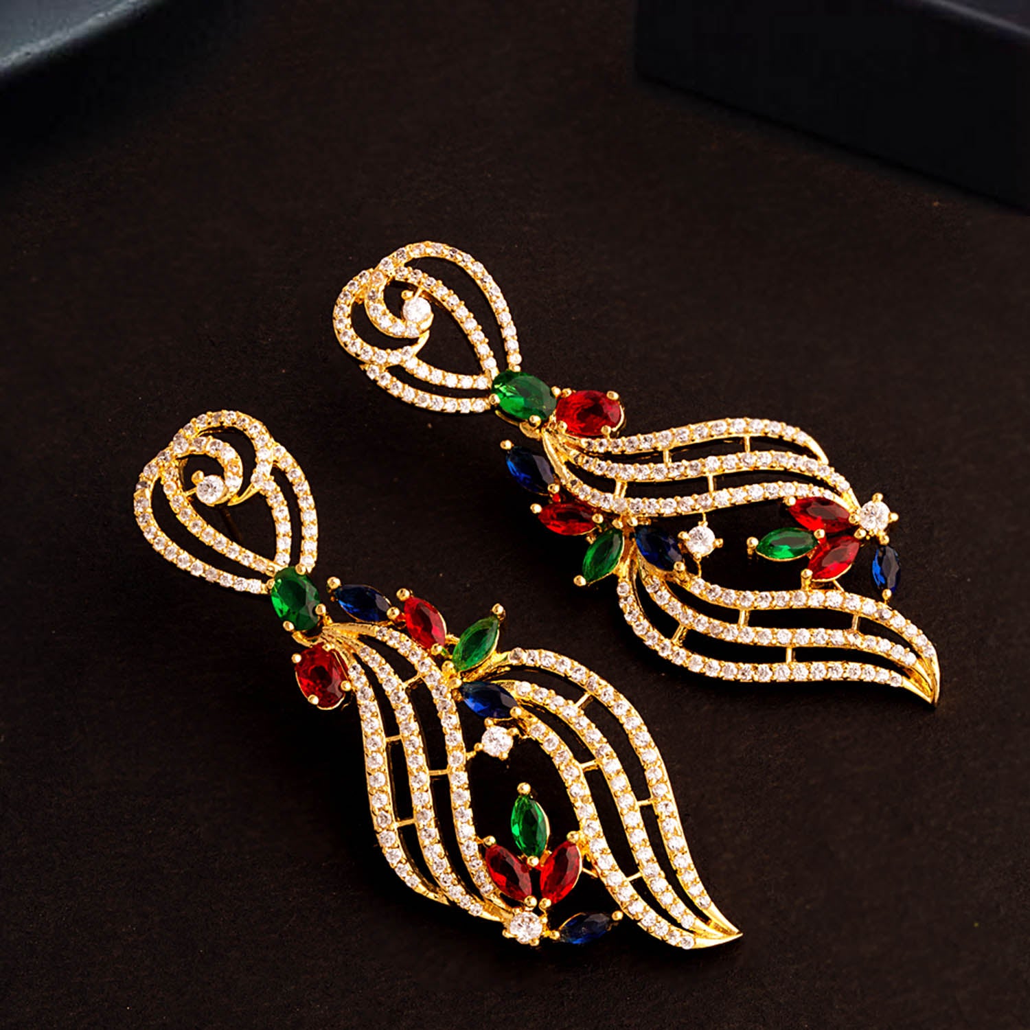 Coloured Zircon Gems Drop Earrings