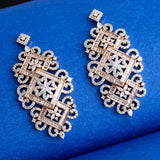 American Diamond CZ Rose Gold Plated Brass Earrings