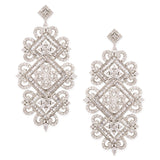 American Diamond CZ Traditional Silver Plated Brass Earrings