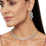 Sparkling Elegance Silver Plated Oval Necklace Set