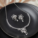 Sparkling Elegance Silver Plated Drop Necklace Set