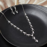 Sparkling Elegance Silver Plated Leaf Motif Necklace Set