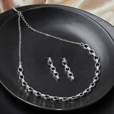 Sparkling Elegance Silver Plated Link Necklace Set