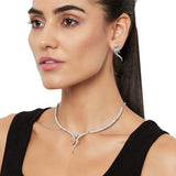 Sparkling Elegance Silver Plated Knotted Style Necklace Set