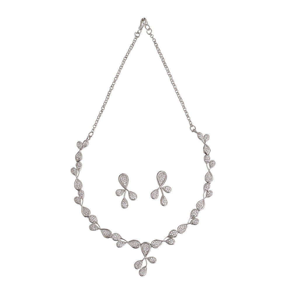 Teardrop Silver Plated Zircons Embellished Jewellery Set