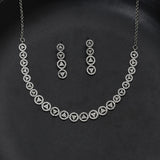 Triangles and Circles Silver Toned Brass Necklace Set