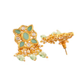 Oval Cut Faux Kundan Adorned Brass Gold Toned Jewellery Set