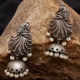 Antique Elegance Pearls Adorned Silver Plated Earrings