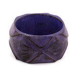Handmade Chunky Wooden Engraved Purple Bangle