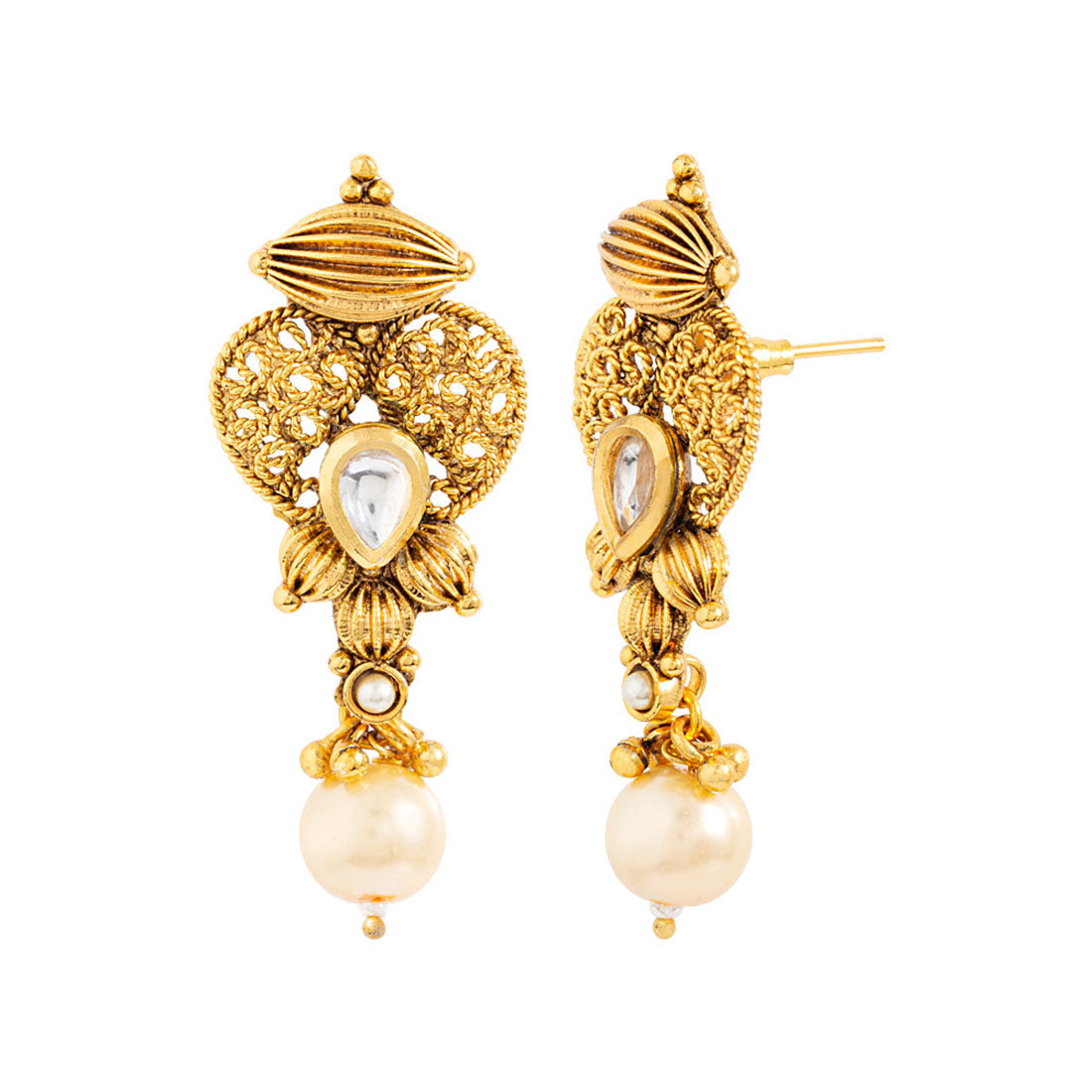 Golden Reprise Faux Pearls Earrings – VOYLLA