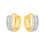 Charming Two Rows CZ Studded Hoop Earrings