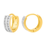Charming Two Rows CZ Studded Hoop Earrings