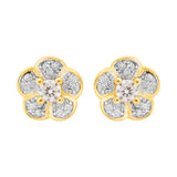 Gold Plated Lovely Flower Design Stud Earrings