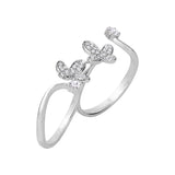 American Diamond Butterfly Double Finger Ring