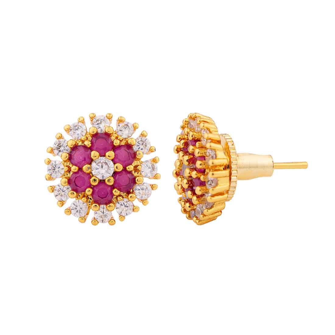 Floral Gemstones Stud Earrings