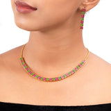 Coloured Gems Embellished Necklace Set