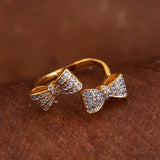 American Diamond Gems Adorned Bows Motif Ring