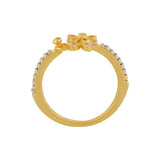 American Diamond Flower Motif Brass Ring