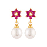 Gems Adorned Floral Motif Earrings
